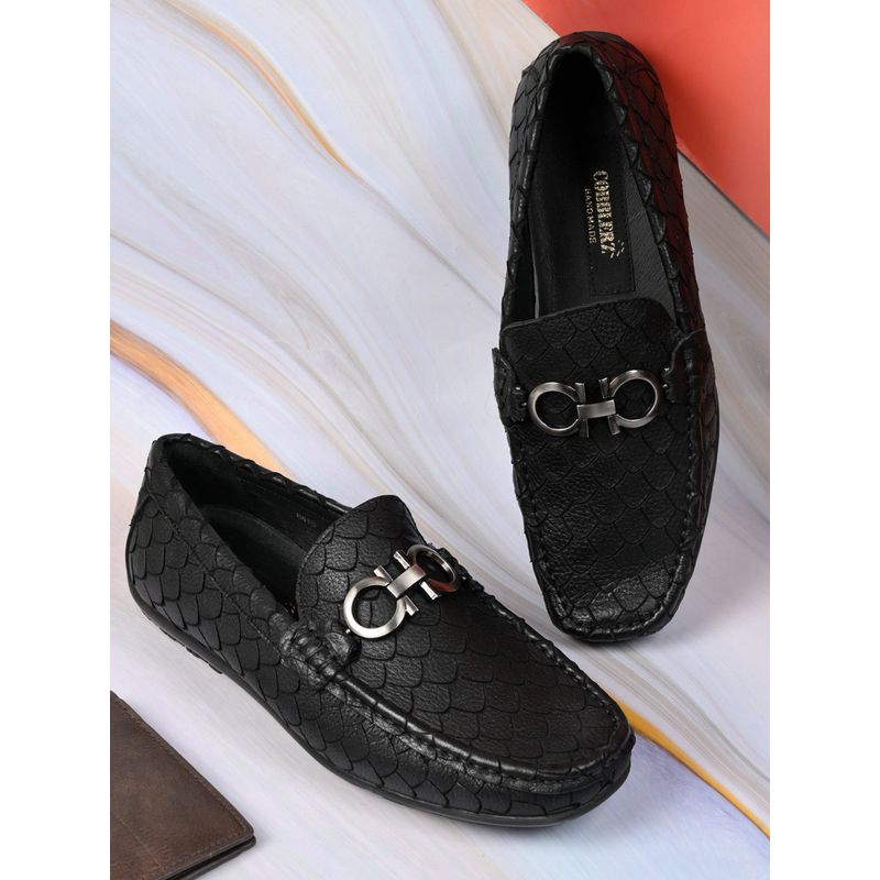 Cobblerz Men Black Animal Print Loafers (EURO 40)