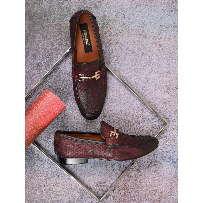 Cobblerz Men Maroon Animal Print Loafers (EURO 40)