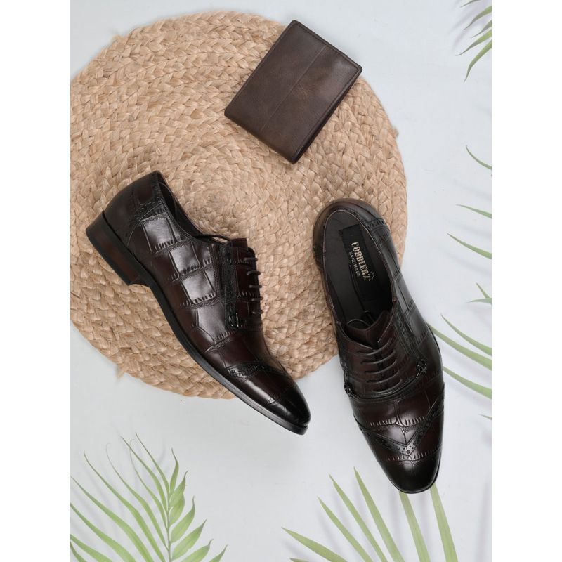 Cobblerz Men Brown Animal Print Oxfords (EURO 40)