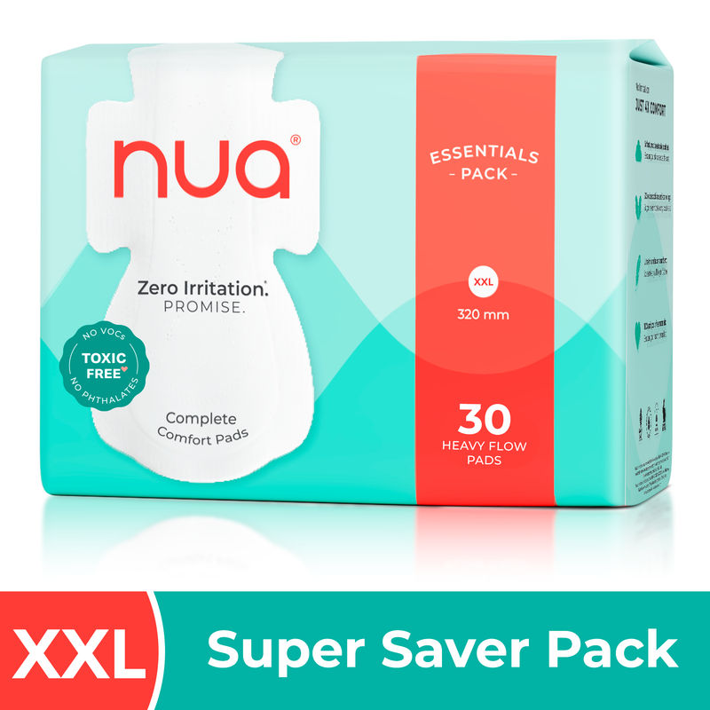 Nua Complete Comfort Heavy Flow Sanitary Pads - Pack of 30 XXL