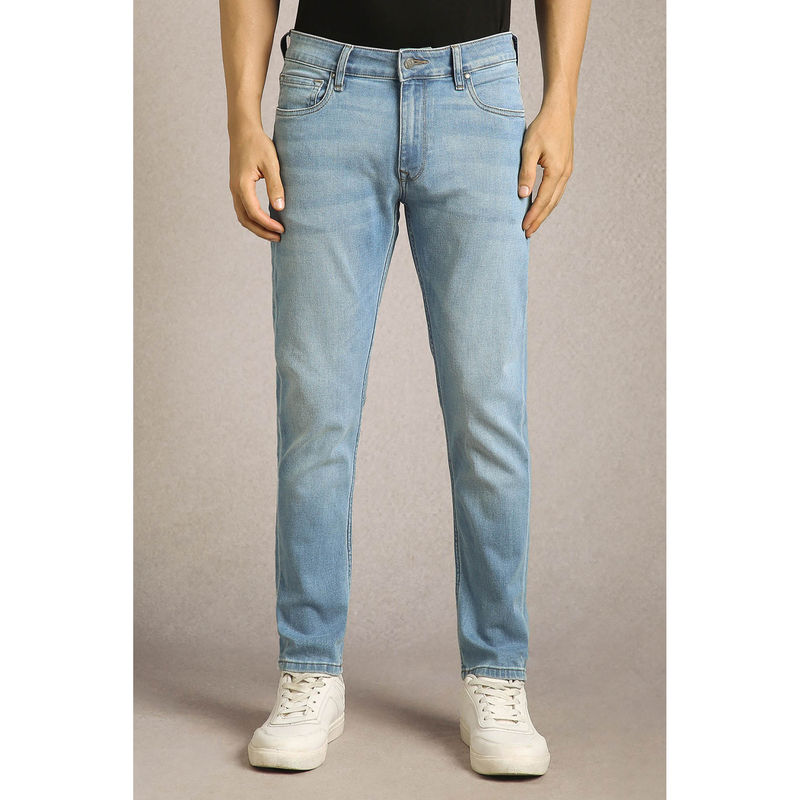 Louis Philippe Men's Ice Blue Smart Fit Mid-Rise Stretchable Jeans (30)