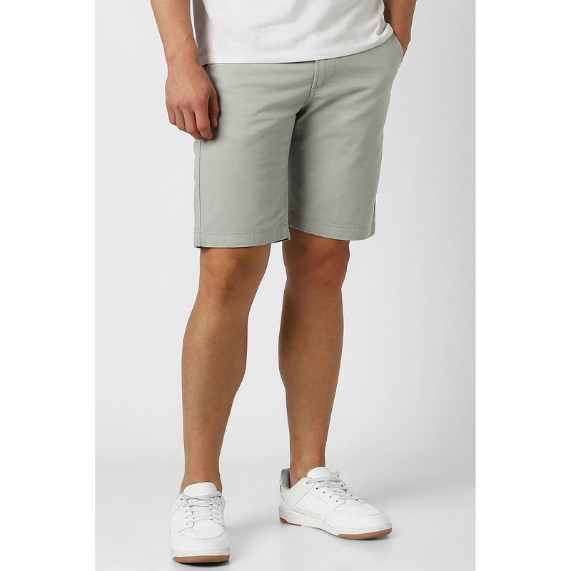 Peter England Men's Grey Solid Casual Shorts (30)