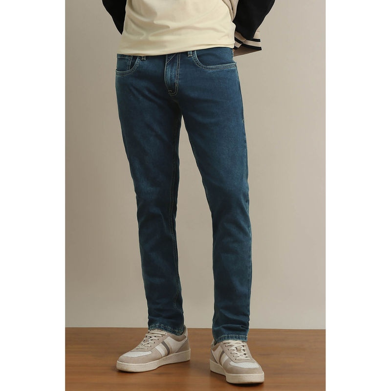 Peter England Men's Blue Mid Wash Jeans (36)