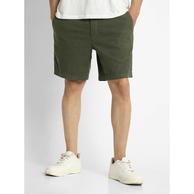 American Eagle Men's Green Flex 8 Lived-In Linen-Blend Trekker Shorts (30)