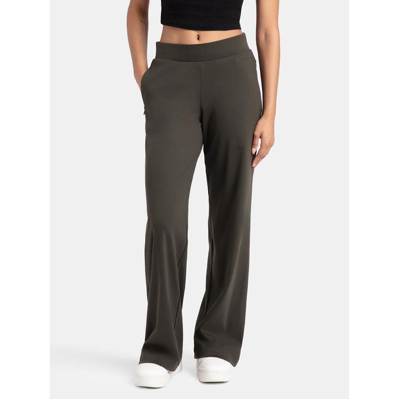 Jockey U102 Women Super Combed Cotton Rich Relaxed Fit Wide Leg Pants - Olive (2XL)