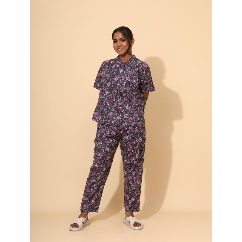 YELLOW BLOOM Rosy Night Bloom Top with Pajama (S)