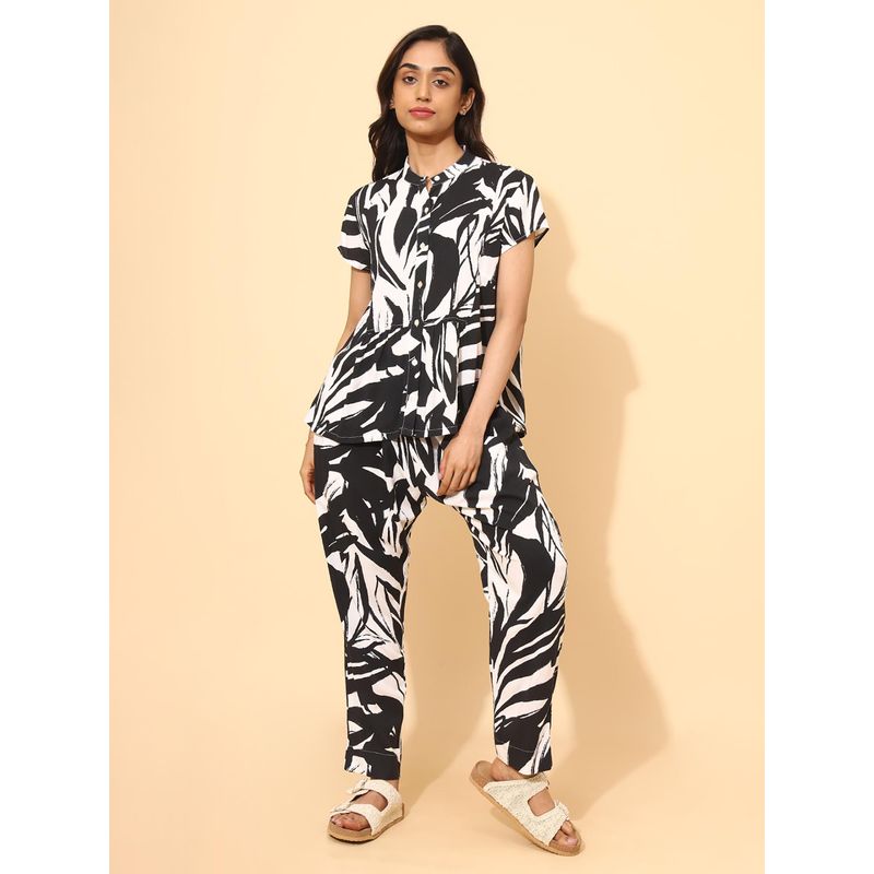 YELLOW BLOOM Abstract Elegance Top with Pajama (S)