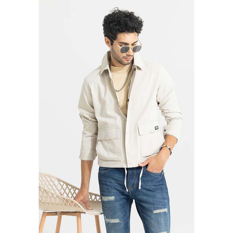 Snitch Off White Printed Full Sleeves Relaxed Casual Oversize Shirt for Men (L)