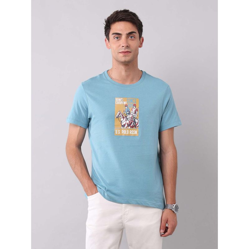 U.S. Polo Assn. Denim Co. Blue Men's Graphic Printed Muscle Fit T-Shirt (L)