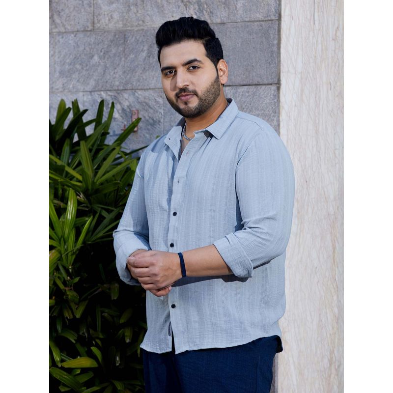 Instafab Plus Men's Cloud Blue Trough-Tactile Shirt (3XL)