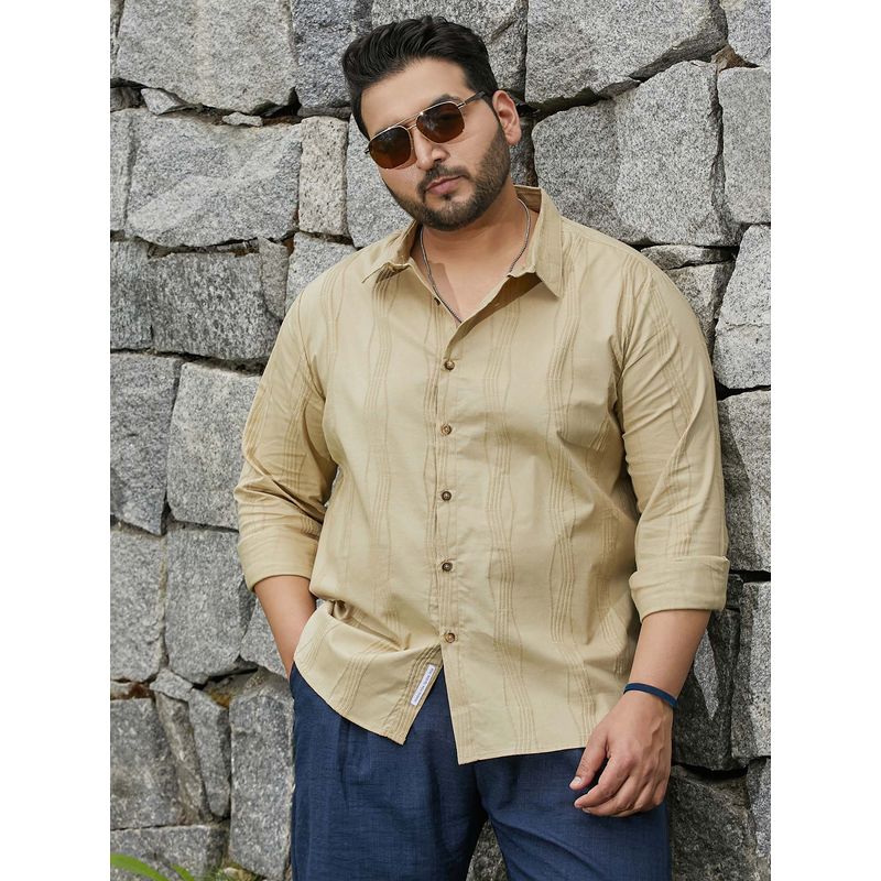 Instafab Plus Men's Beige Swirl-Tactile Shirt (6XL)