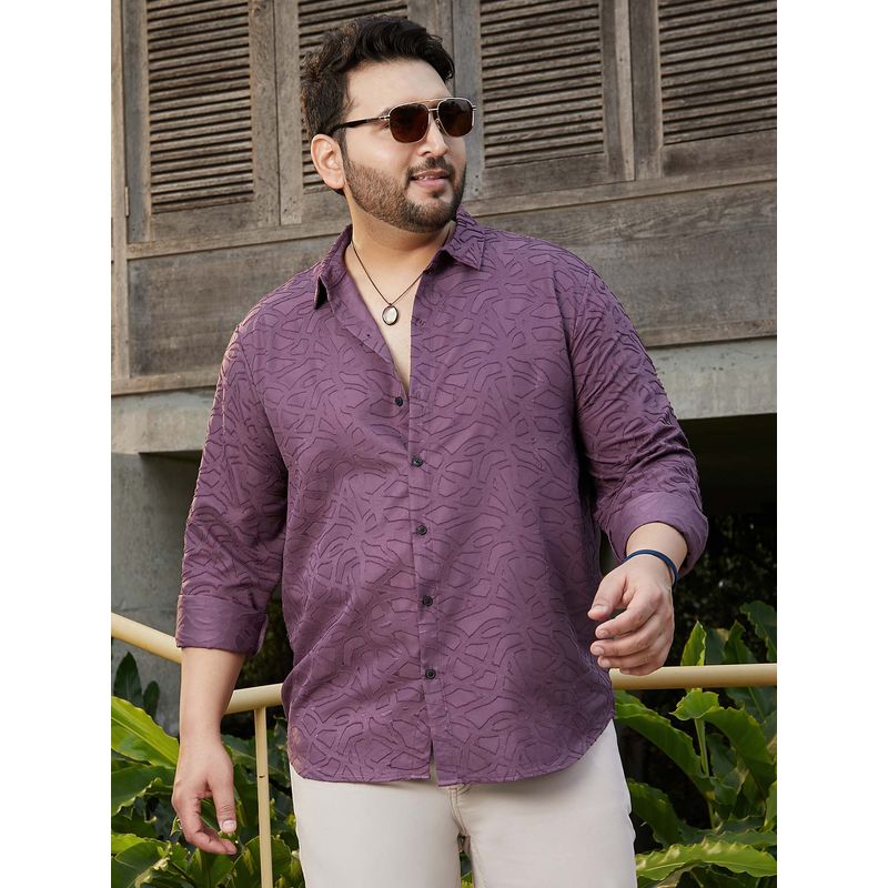 Instafab Plus Men's Grape Purple Abstract-Edge Shirt (3XL)