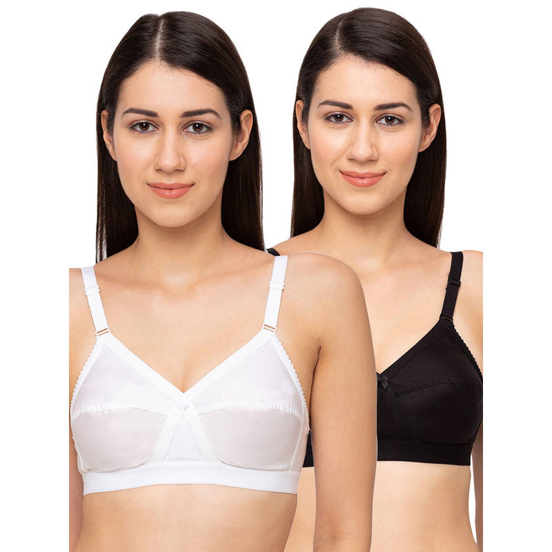 Juliet Womens Non Padded Non Wired Bra Combo Camme White Black (34C)