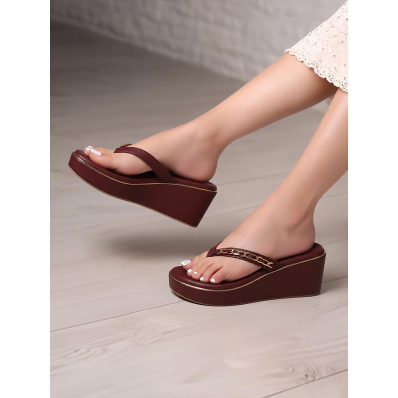 Monrow Rosalie Maroon Wedges (EURO 36)