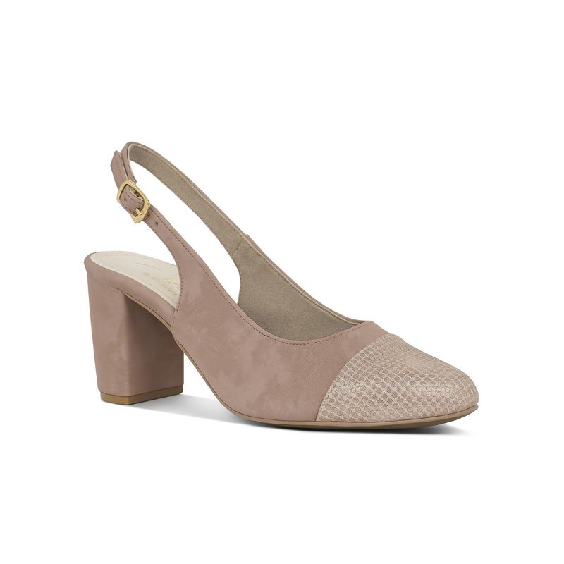 London Rag Women Pink Pin Buckle Metallic Toe Cap Heels (EURO 36)