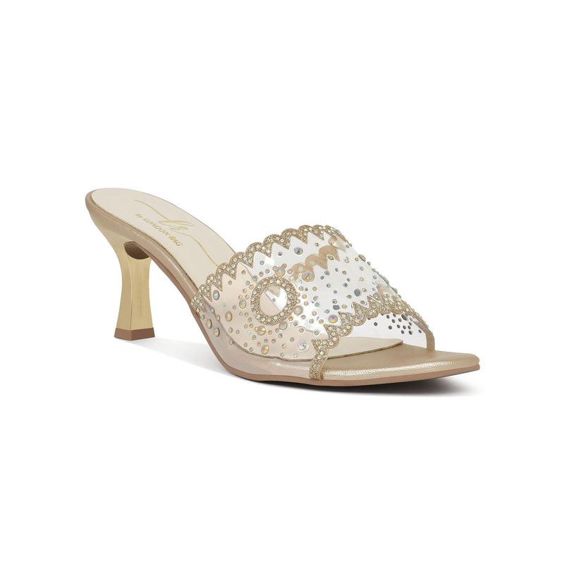 London Rag Women Gold Rhinestones and Glitter Embellished Heels (EURO 37)