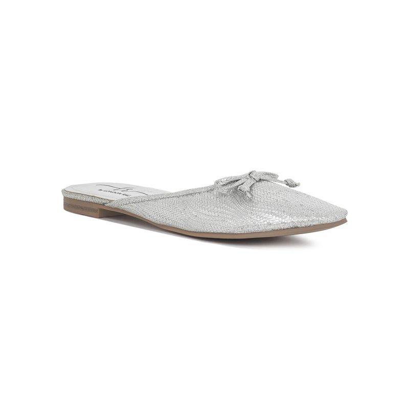 London Rag Women Silver Bow Detail Metallic Mules (EURO 36)