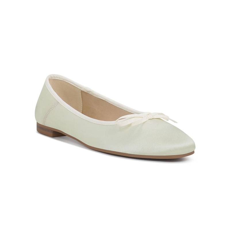 London Rag Women Off White Bow Detail Satin Ballerinas (EURO 39)