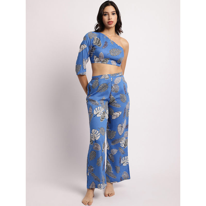 AOBA Women Blue Printed Swim Coverup (Set of 2) (S)