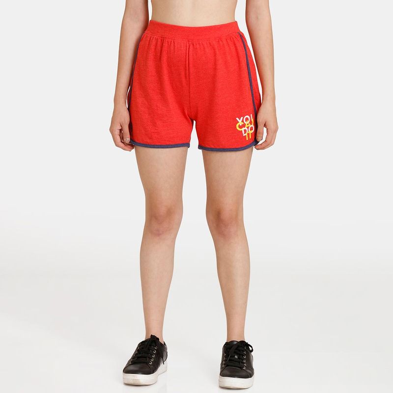 Zivame Rosaline Easy Movement Shorts Flame Scarlet-Red (S)