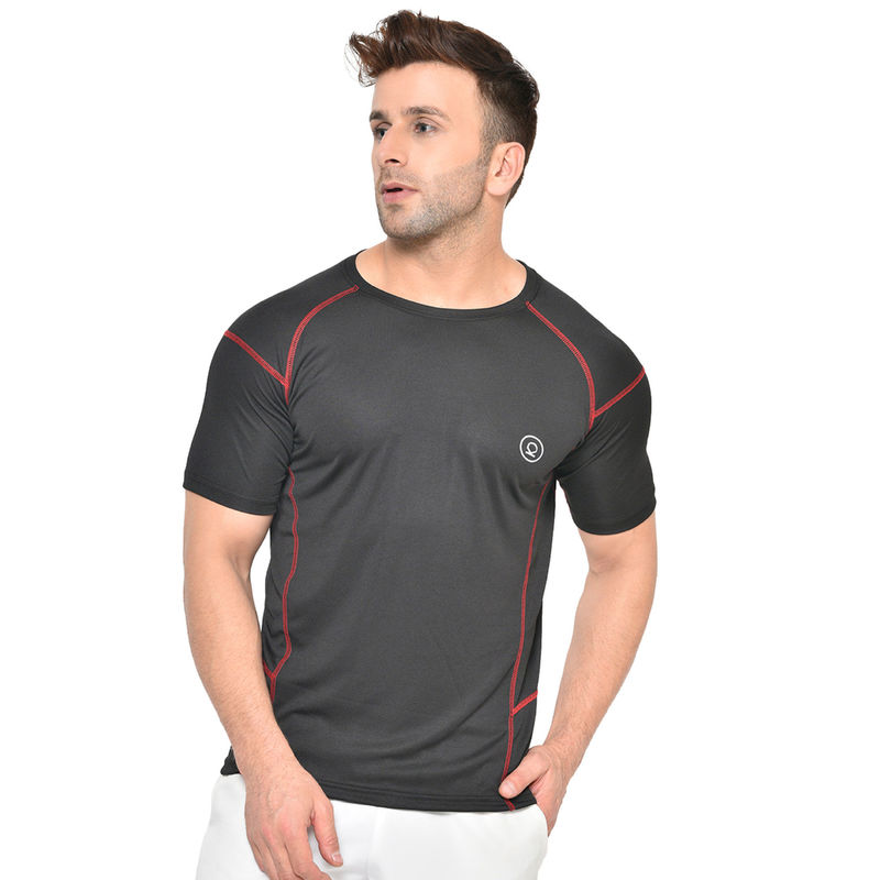 CHKOKKO Men Round Neck Regular Dry Fit Gym Sports T-Shirt (L)
