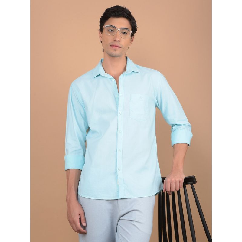 CRIMSOUNE CLUB Men Blue Pure Cotton Shirt (XL)