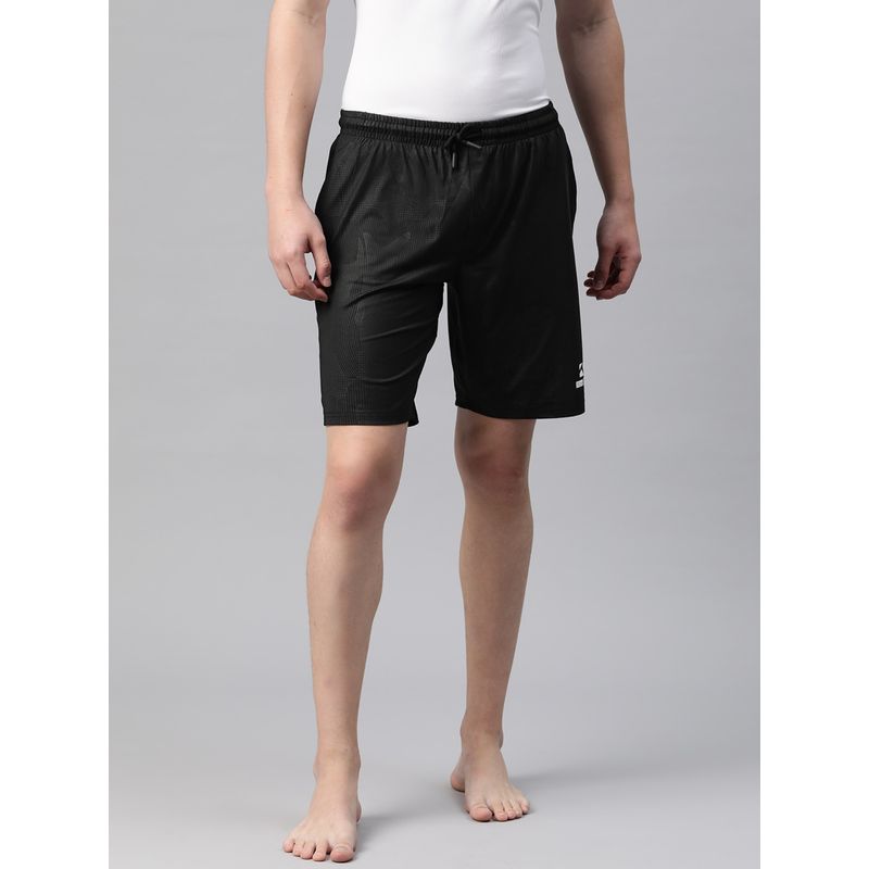 TOM BURG Men Printed Black Mid Rise Casual Lounge Shorts (S)