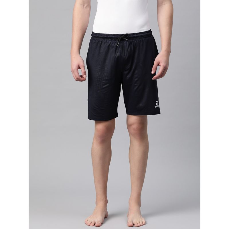 TOM BURG Men Printed Navy Blue Mid Rise Casual Lounge Shorts (S)