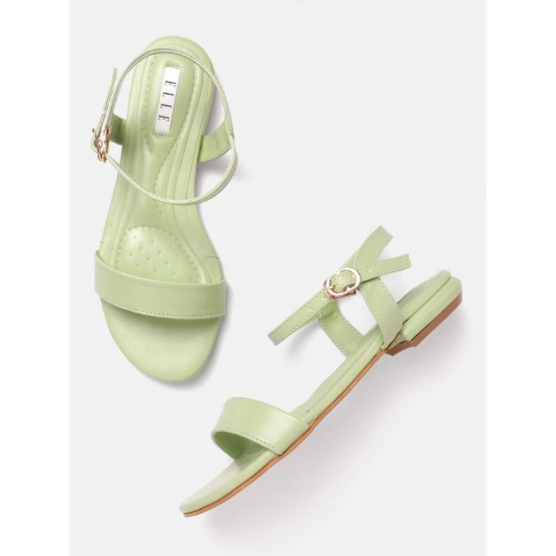 ELLE Green Buckle Round Toe Women Sandals (EURO 36)