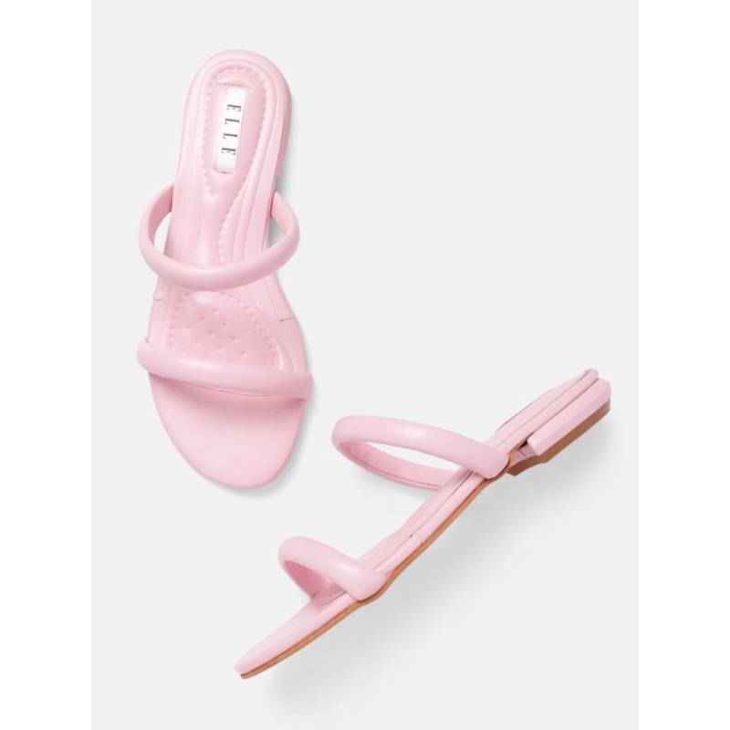 ELLE Pink Slip On Round Toe Women Sandals (EURO 36)