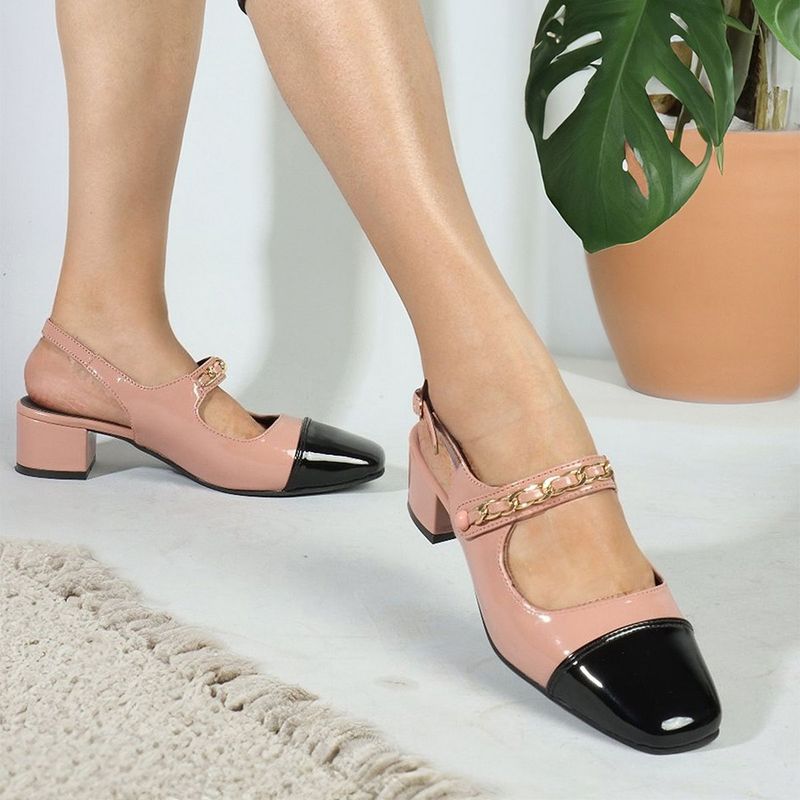 ELLE Nude Buckle Square Toe Women Sandal Heels (EURO 36)