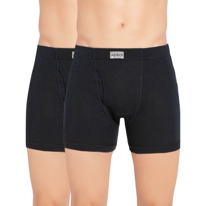 Jockey 8008 Men Cotton Boxer Brief with Ultrasoft Waistband - Navy Blue (Pack of 2) (L)