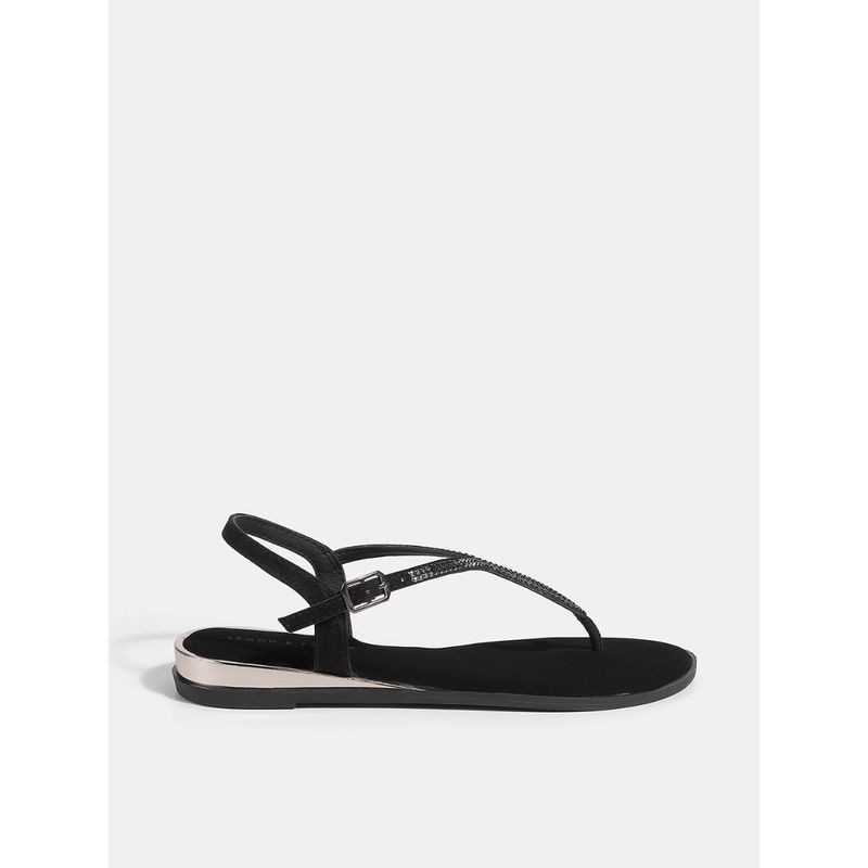 Lemon & Pepper Women Grey Slip On T-Straps