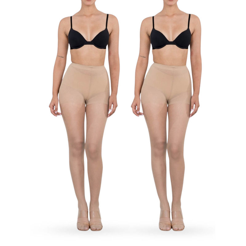 Shapercult Ultra Premium Anti-Scratch Beige Stockings (Pack of 2) (L)