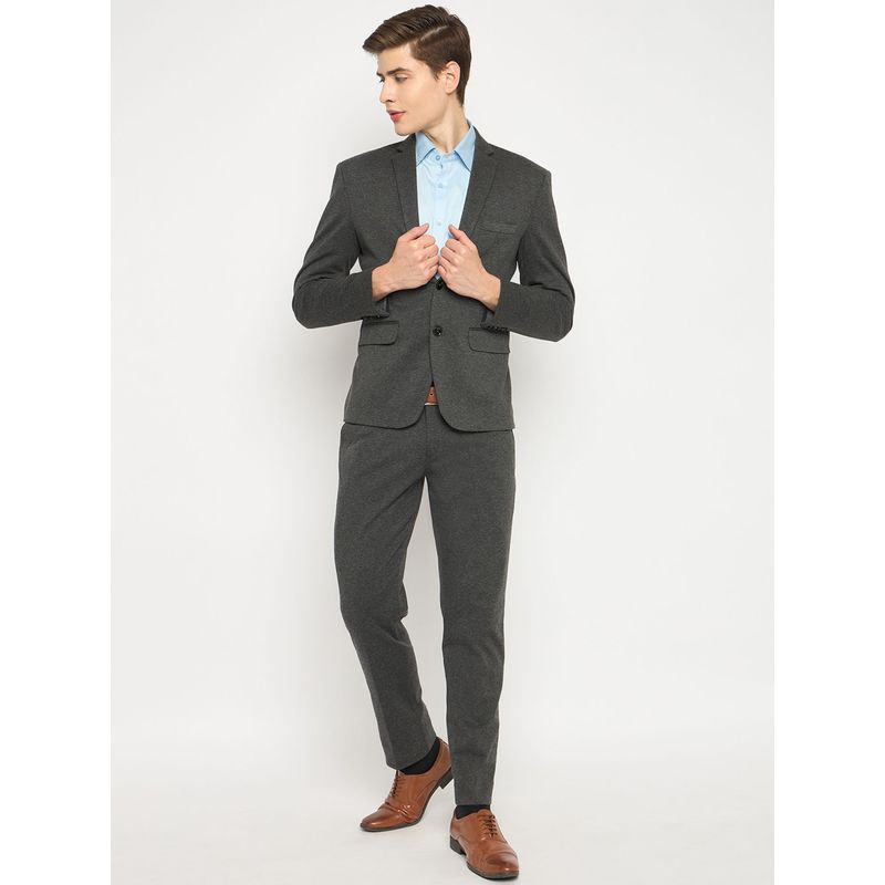 Club York Men Anthra Full Sleeve Solid Notched Lapel Suit Set (Set of 2) (L)