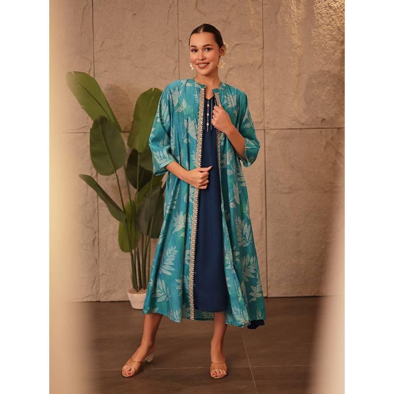 Zelena Zip Maternity And Nursing Jacket Shrug Dress - Sky Blue (M)