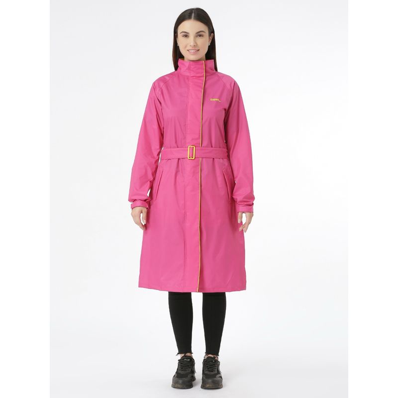 ZEEL Diva Pink Waterproof Trench Raincoat with Belt (Set of 2) (XL)
