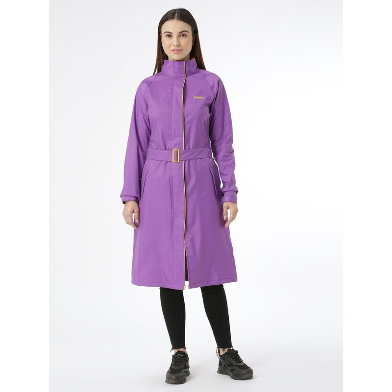 ZEEL Diva Purple Waterproof Trench Raincoat with Belt (Set of 2) (XL)