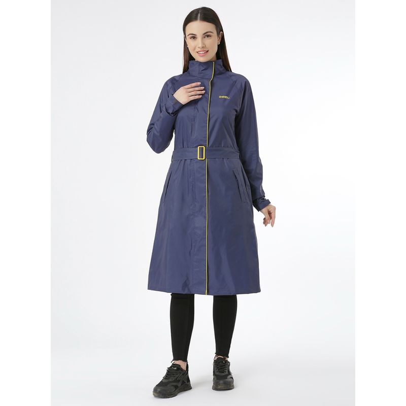 ZEEL Diva Navy Blue Waterproof Trench Raincoat with Belt (Set of 2) (XL)