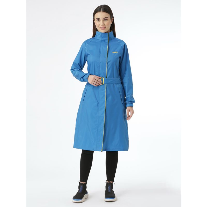 ZEEL Diva Sky Blue Waterproof Trench Raincoat with Belt (Set of 2) (XL)
