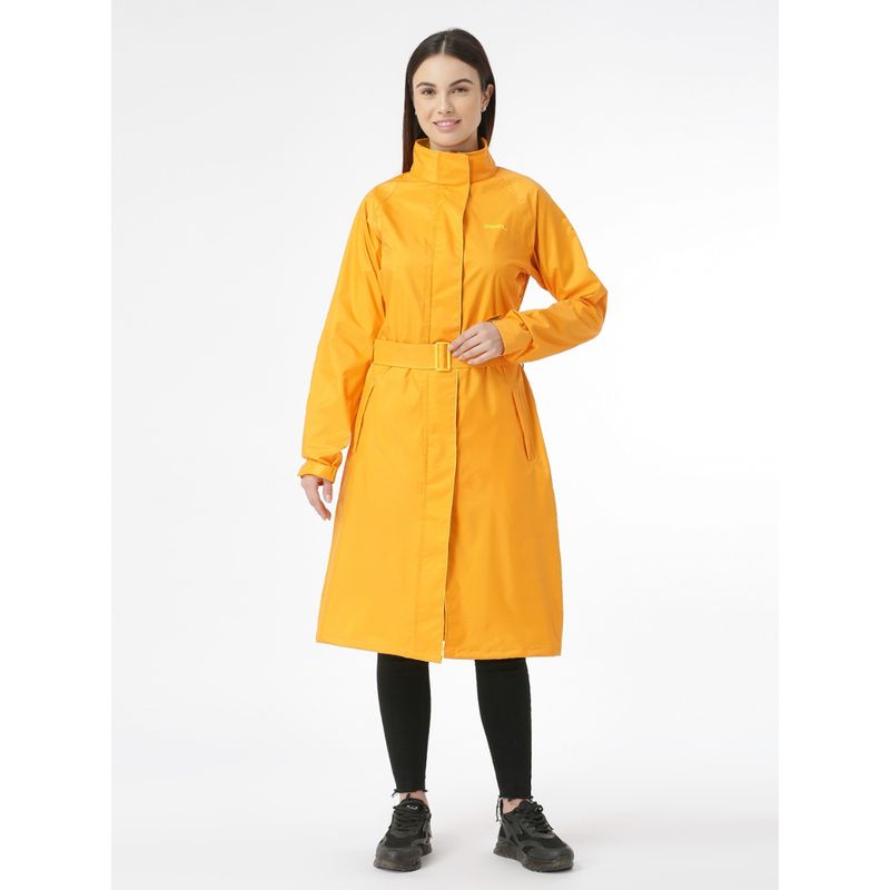 ZEEL Diva Yellow Waterproof Trench Raincoat with Belt (Set of 2) (XL)