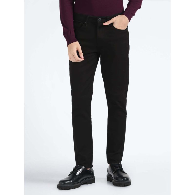 Flying Machine Slash Slim Straight Twill Jeans-Black (32)
