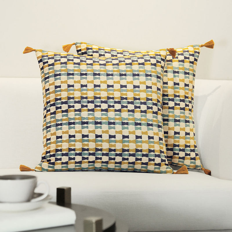 GM Tatami Bahamas Color Jacquard 2 Pieces Cushion Covers (16 x 16 inches)