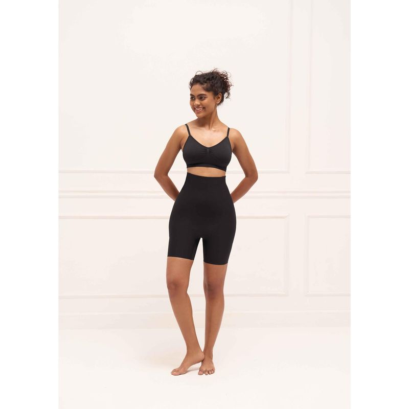 Underneat Women High Waist Stretchable Tummy Control Sculpt Fit Padded Shorts (L)