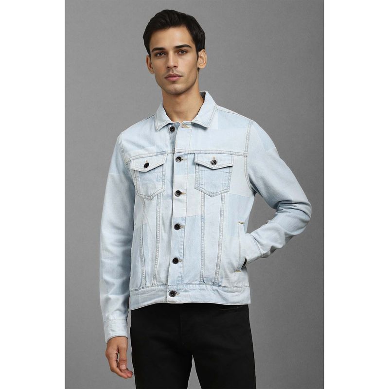 Louis Philippe Men Casual Light Blue Solid Jacket (S)