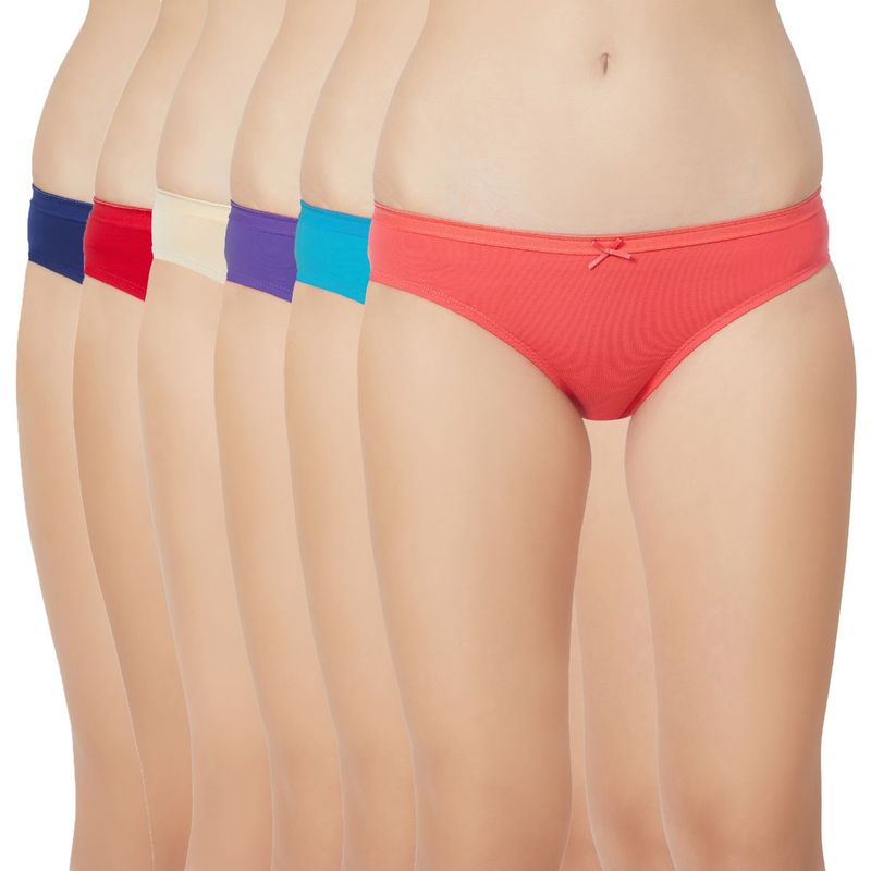SOIE Women's Solid Brief Panty Combo (Pack of 6) - Multi-Color (L)
