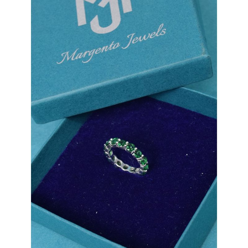 Margento Jewels 925 Sterling Silver Unique Green Emerald Topaz Ring (5.5)
