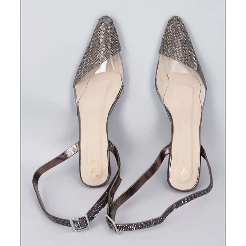 Sana K Luxurious Footwear Silver Sleek Cheek Pointed Toe Heel Sandals (EURO 37)