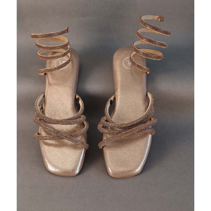 Sana K Luxurious Footwear Gold Spring Flat Sandals (EURO 36)