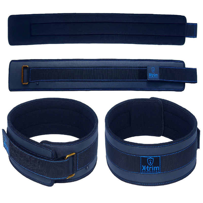 Xtrim 4 Inches Unisex Weightlifting Gym Belt With Pu-Foam Padded Comfort (Navy Blue) (M)